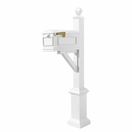 BOOK PUBLISHING CO Westhaven System with Lewiston Mailbox Square Base & Large Ball Finial White GR3179805